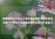 棋牌网站大平台十三道在虚拟世界中寻找真实乐趣——探秘大型棋牌游戏平台的十三道魅力