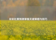足彩比赛预测掌握关键策略与技巧