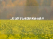 比较稳的平台棋牌探索最佳选择
