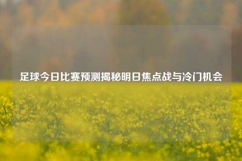 足球今日比赛预测揭秘明日焦点战与冷门机会