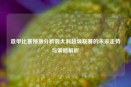 意甲比赛预测分析意大利超级联赛的未来走势与策略解析