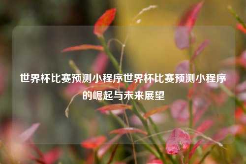 世界杯比赛预测小程序世界杯比赛预测小程序的崛起与未来展望