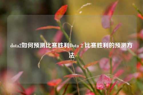 dota2如何预测比赛胜利Dota 2 比赛胜利的预测方法