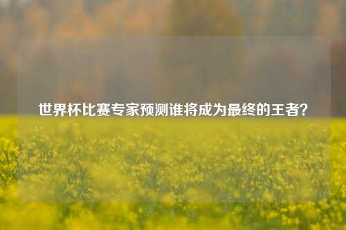 世界杯比赛专家预测谁将成为最终的王者？
