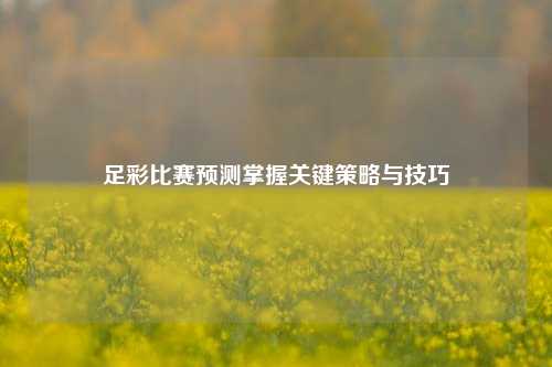 足彩比赛预测掌握关键策略与技巧