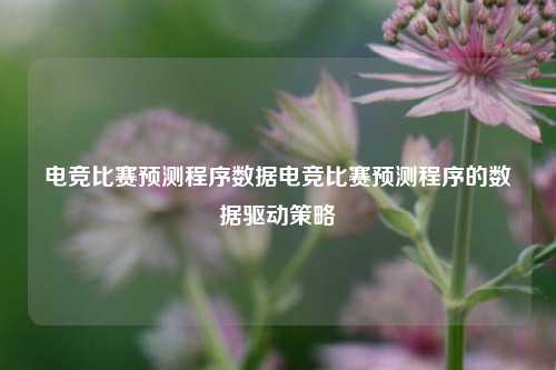电竞比赛预测程序数据电竞比赛预测程序的数据驱动策略