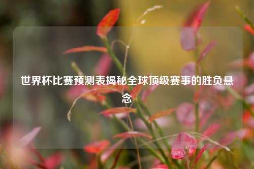 世界杯比赛预测表揭秘全球顶级赛事的胜负悬念