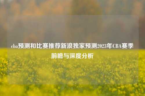cba预测和比赛推荐新浪独家预测2023年CBA赛季前瞻与深度分析