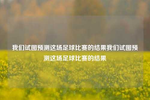 我们试图预测这场足球比赛的结果我们试图预测这场足球比赛的结果