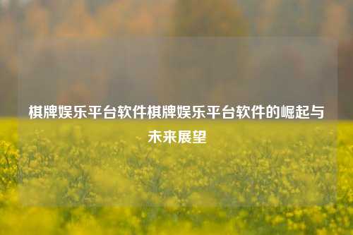 棋牌娱乐平台软件棋牌娱乐平台软件的崛起与未来展望