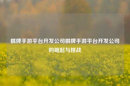 棋牌手游平台开发公司棋牌手游平台开发公司的崛起与挑战
