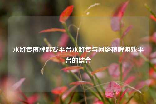 水浒传棋牌游戏平台水浒传与网络棋牌游戏平台的结合
