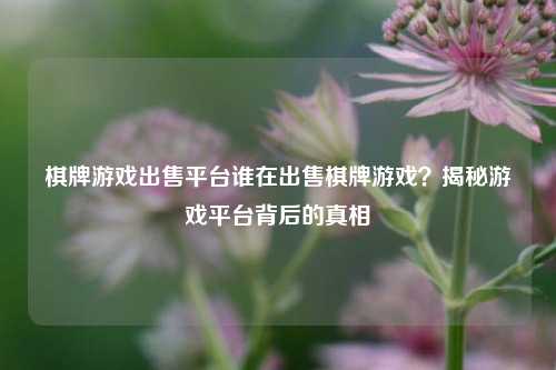 棋牌游戏出售平台谁在出售棋牌游戏？揭秘游戏平台背后的真相