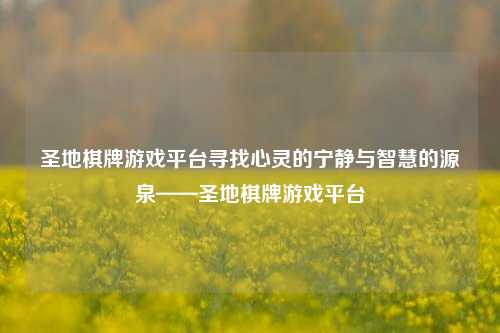 圣地棋牌游戏平台寻找心灵的宁静与智慧的源泉——圣地棋牌游戏平台