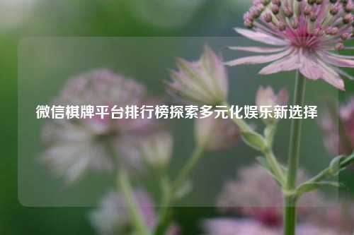 微信棋牌平台排行榜探索多元化娱乐新选择