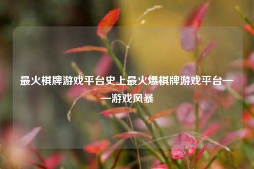 最火棋牌游戏平台史上最火爆棋牌游戏平台——游戏风暴