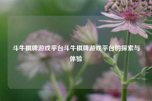 斗牛棋牌游戏平台斗牛棋牌游戏平台的探索与体验