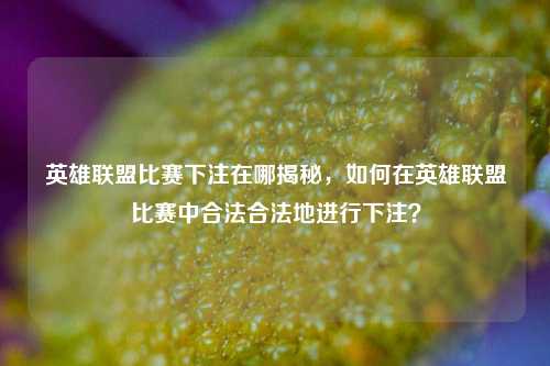 英雄联盟比赛下注在哪揭秘，如何在英雄联盟比赛中合法合法地进行下注？