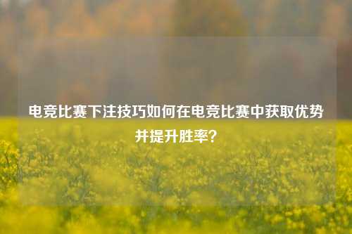 电竞比赛下注技巧如何在电竞比赛中获取优势并提升胜率？