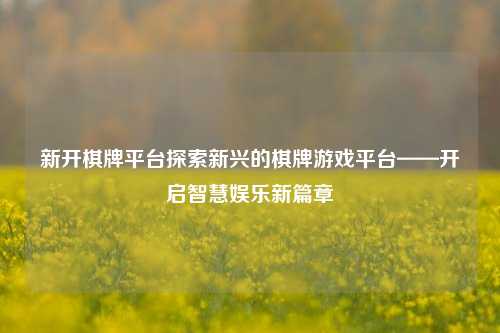 新开棋牌平台探索新兴的棋牌游戏平台——开启智慧娱乐新篇章