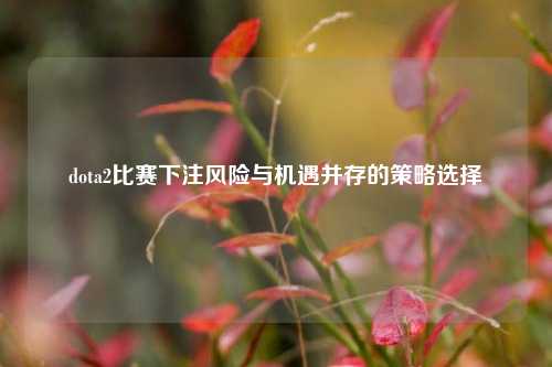 dota2比赛下注风险与机遇并存的策略选择