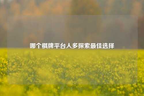 哪个棋牌平台人多探索最佳选择