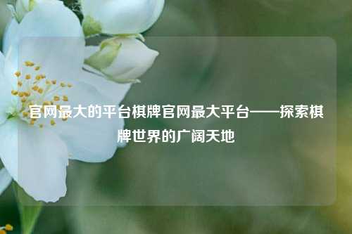 官网最大的平台棋牌官网最大平台——探索棋牌世界的广阔天地