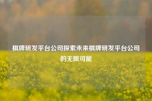 棋牌研发平台公司探索未来棋牌研发平台公司的无限可能
