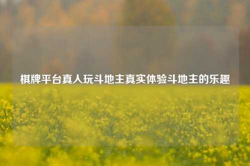 棋牌平台真人玩斗地主真实体验斗地主的乐趣