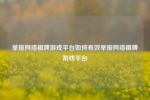 举报网络棋牌游戏平台如何有效举报网络棋牌游戏平台