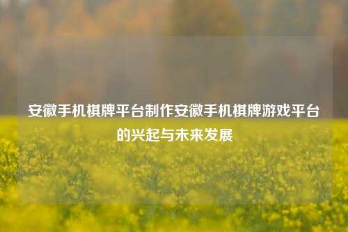 安徽手机棋牌平台制作安徽手机棋牌游戏平台的兴起与未来发展