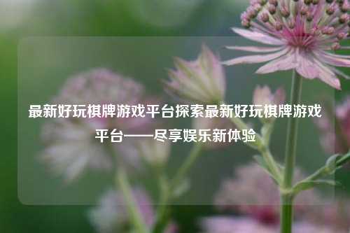 最新好玩棋牌游戏平台探索最新好玩棋牌游戏平台——尽享娱乐新体验