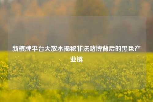 新棋牌平台大放水揭秘非法赌博背后的黑色产业链