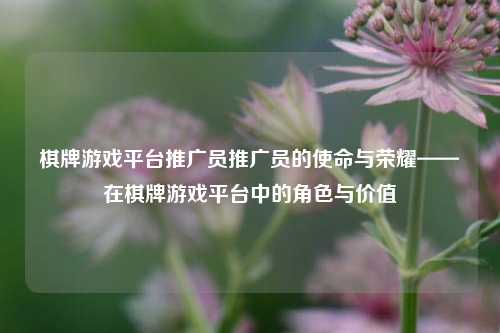 棋牌游戏平台推广员推广员的使命与荣耀——在棋牌游戏平台中的角色与价值