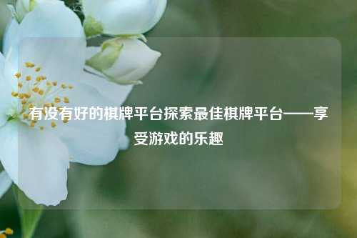 有没有好的棋牌平台探索最佳棋牌平台——享受游戏的乐趣