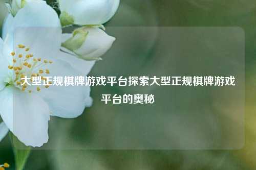 大型正规棋牌游戏平台探索大型正规棋牌游戏平台的奥秘