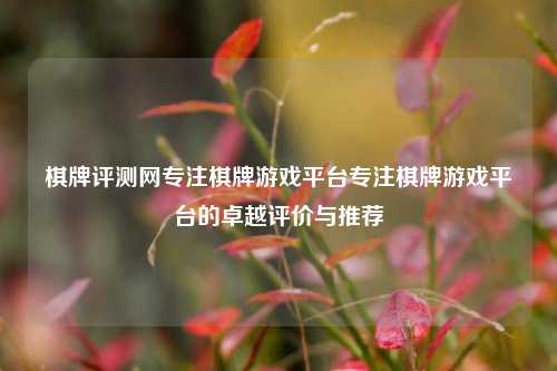 棋牌评测网专注棋牌游戏平台专注棋牌游戏平台的卓越评价与推荐