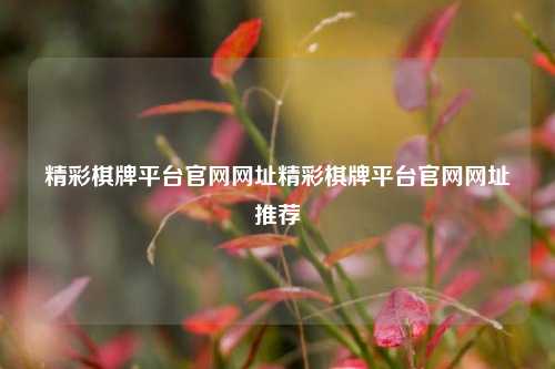 精彩棋牌平台官网网址精彩棋牌平台官网网址推荐