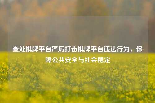 查处棋牌平台严厉打击棋牌平台违法行为，保障公共安全与社会稳定