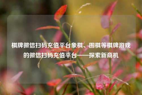 棋牌微信扫码充值平台象棋、围棋等棋牌游戏的微信扫码充值平台——探索新商机