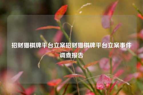 招财猫棋牌平台立案招财猫棋牌平台立案事件调查报告