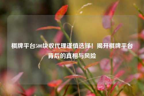 棋牌平台500块收代理谨慎选择！揭开棋牌平台背后的真相与风险