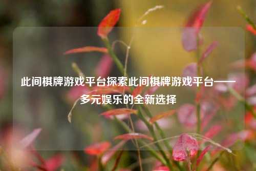 此间棋牌游戏平台探索此间棋牌游戏平台——多元娱乐的全新选择