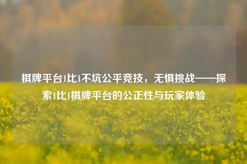 棋牌平台1比1不坑公平竞技，无惧挑战——探索1比1棋牌平台的公正性与玩家体验