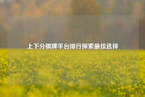 上下分棋牌平台排行探索最佳选择