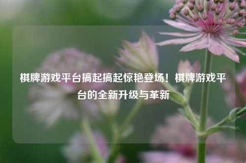 棋牌游戏平台搞起搞起惊艳登场！棋牌游戏平台的全新升级与革新