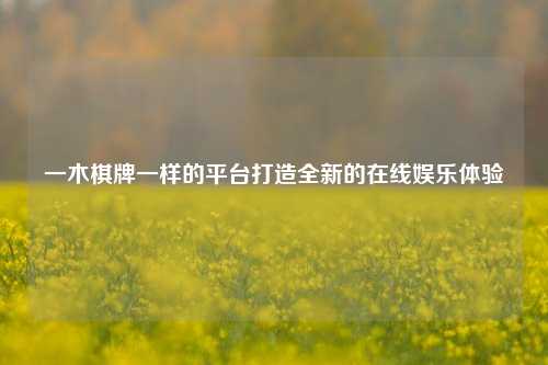 一木棋牌一样的平台打造全新的在线娱乐体验