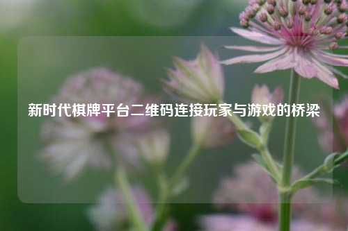 新时代棋牌平台二维码连接玩家与游戏的桥梁