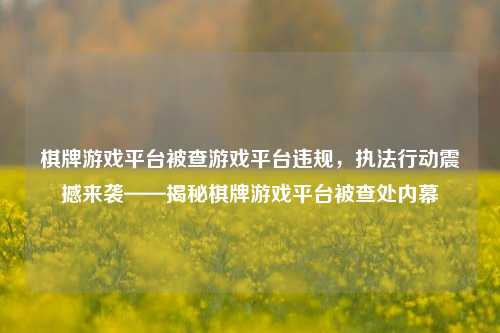棋牌游戏平台被查游戏平台违规，执法行动震撼来袭——揭秘棋牌游戏平台被查处内幕