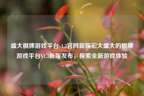 盛大棋牌游戏平台v1.3官网新版宏大盛大的棋牌游戏平台V1.3新版发布，探索全新游戏体验